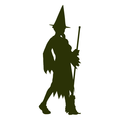Witch character kid silhouette PNG Design
