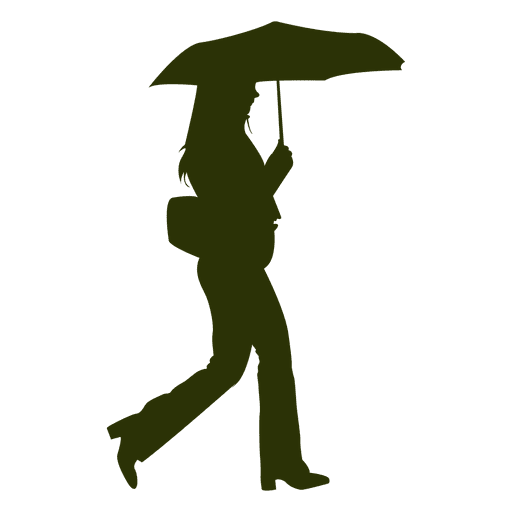 Frau die Regenschirm h?lt PNG-Design