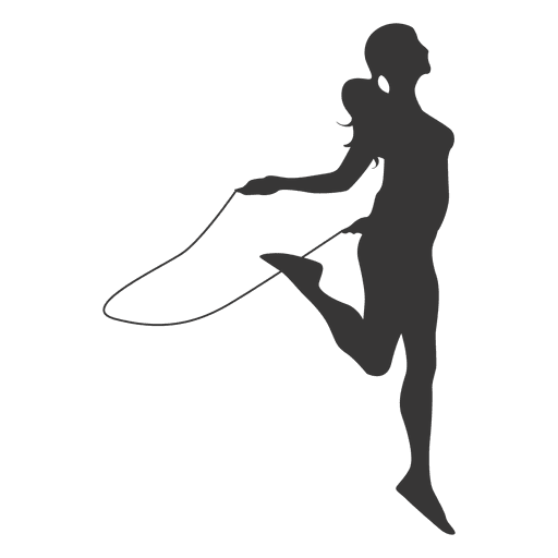 Woman jumping rope silhouette PNG Design