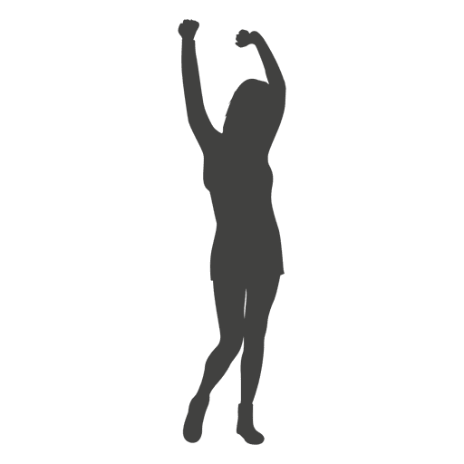 Silhueta de mulher levantando as m?os Desenho PNG