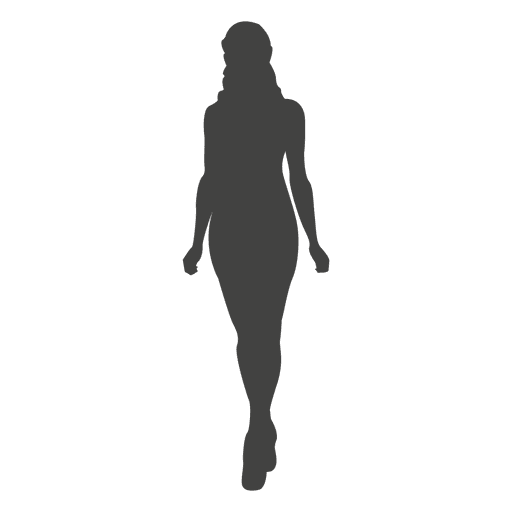 Woman walking front silhouette PNG Design