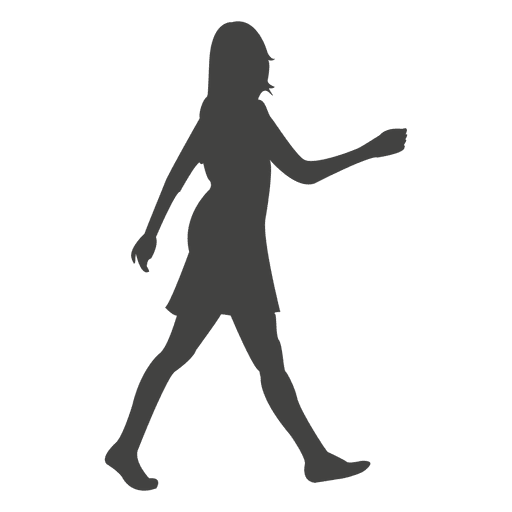 Woman walking rush silhouette
