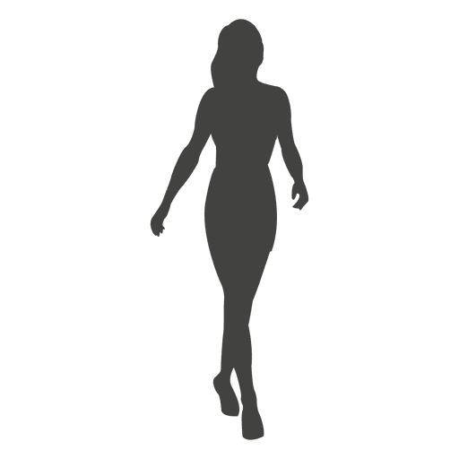 Woman walking fast silhouette