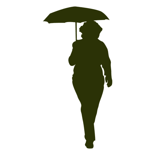 Mujer caminando con paraguas Diseño PNG
