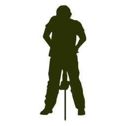 Worker drilling floor silhouette Transparent PNG
