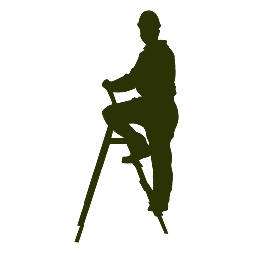 Trabajador en escalera Diseño PNG