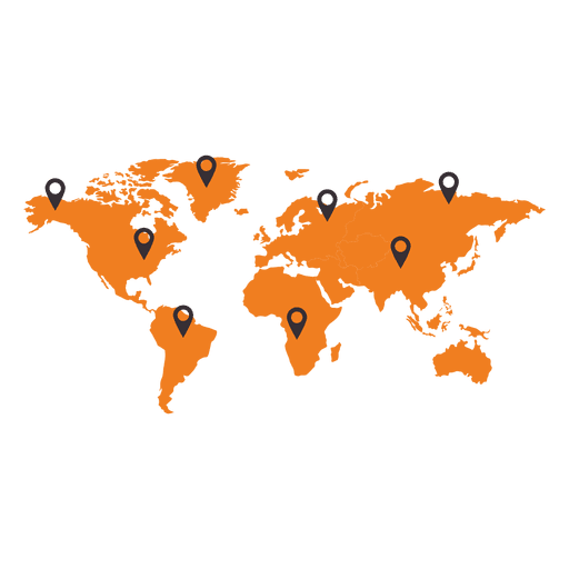 World map with continent pointer PNG Design