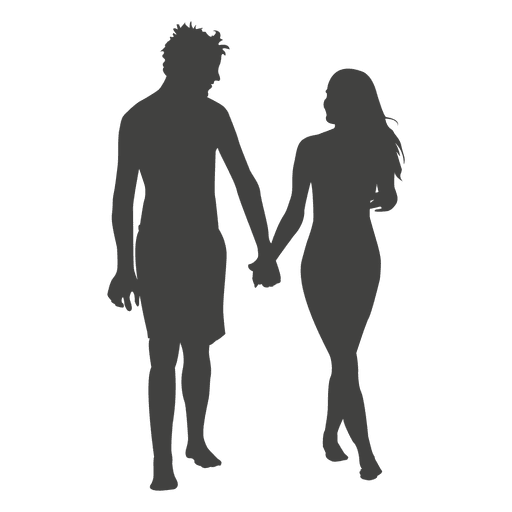 Young couple romancing silhouette PNG Design