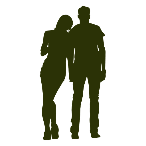 Young couple silhouette PNG Design