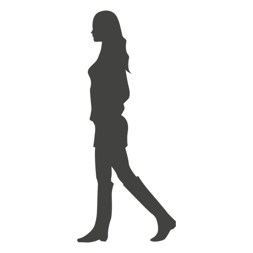 Young girl walking silhouette