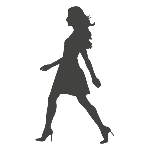 Young woman walking silhouette 3 PNG Design