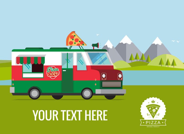 Flat food truck poster illustration maker Flat food truck poster illustration maker