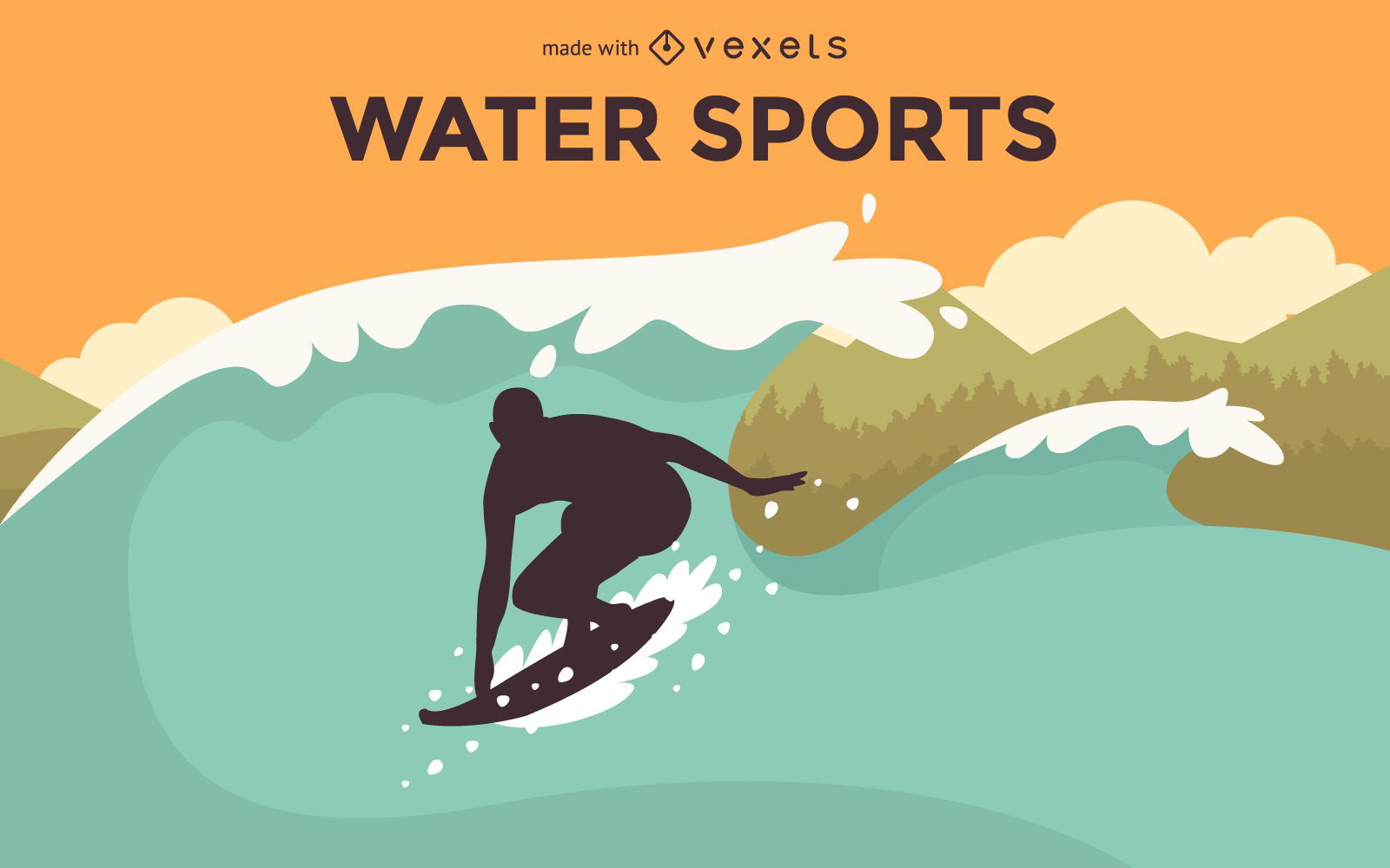 Criador de surf de esportes aquáticos planos