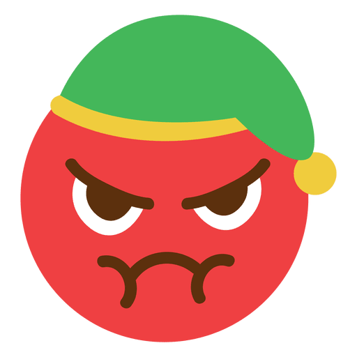 Emoticon de cara de sombrero de elfo rojo enojado 5 Diseño PNG
