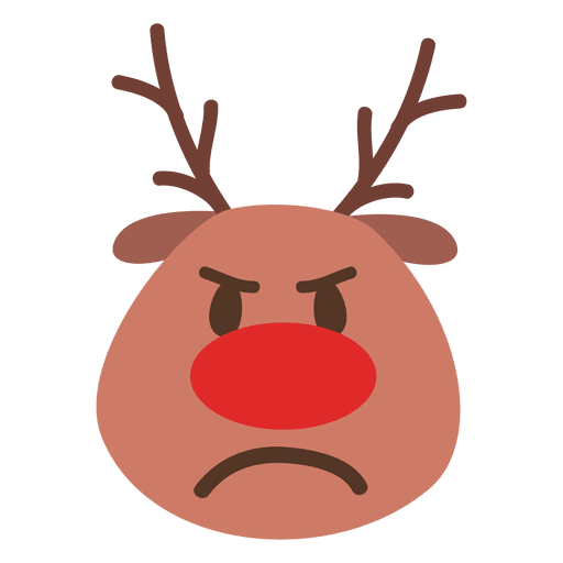 Angry reindeer face emoticon 42 PNG Design