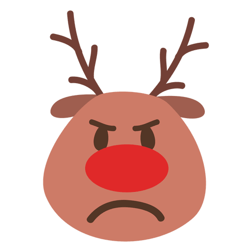 Emoticon cara de reno enojado 42 Diseño PNG