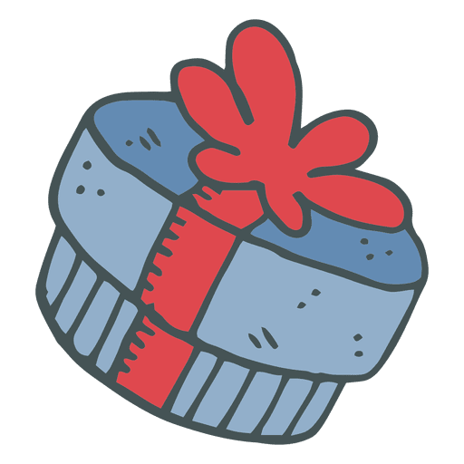 Caja de regalo azul lazo rojo dibujado a mano icono de dibujos animados 52