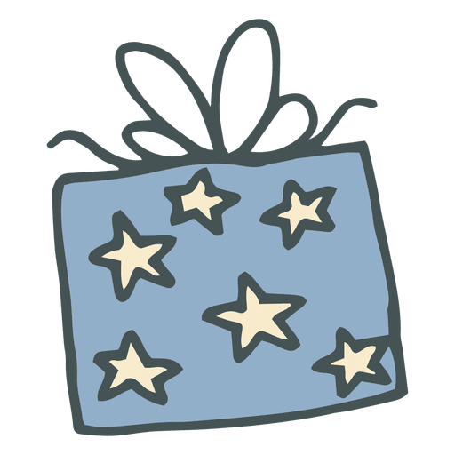Blue starry gift box hand drawn cartoon icon 53 PNG Design