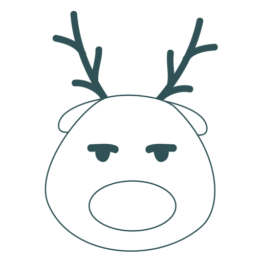 Emoticon de trazo verde de cara de reno aburrido 49