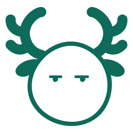 Emoticon de trazo verde de cara de reno aburrido 16 Diseño PNG
