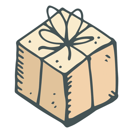 Caja de regalo marrón icono de dibujos animados dibujados a mano 22
