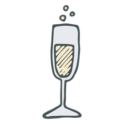 Hand gezeichnete Karikaturikone der Champagnerflöte Hand 50 PNG-Design