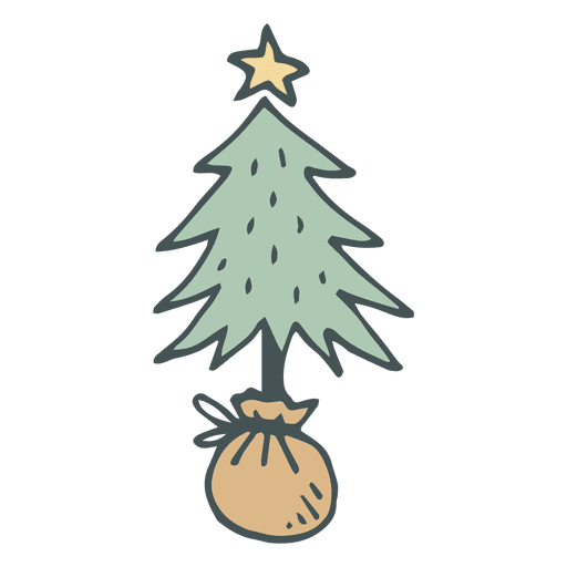 Icono de dibujos animados dibujados a mano árbol de Navidad 2 Diseño PNG