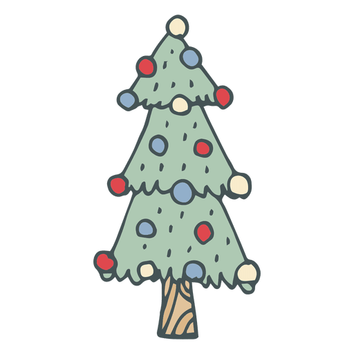 Ícone de desenho animado desenhado à mão para árvore de Natal 46 Desenho PNG