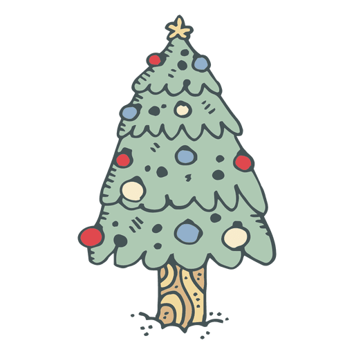 Icono de dibujos animados dibujados a mano árbol de Navidad 5 Diseño PNG