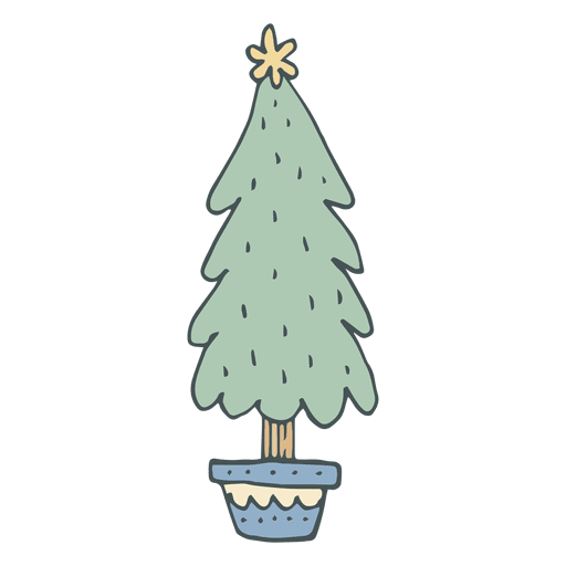 Ícone de desenho animado desenhado à mão para árvore de Natal 54 Desenho PNG