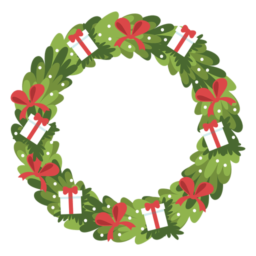 Christmas wreath gift boxes red bows icon 7 PNG Design