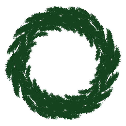 Grüne Silhouette des Weihnachtskranzes 18 PNG-Design