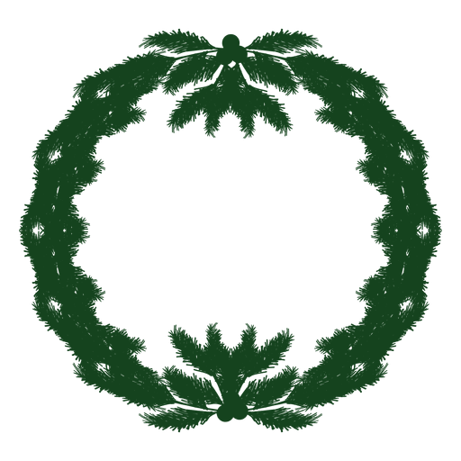 Grüne Silhouette-Ikone des Weihnachtskranzes 15 PNG-Design