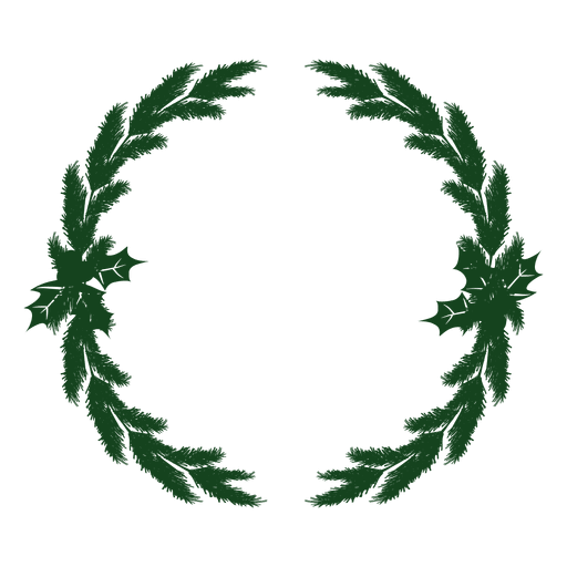 Grüne Silhouette-Ikone des Weihnachtskranzes 7 PNG-Design
