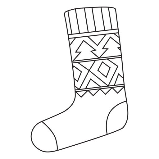 Ícone de mão desenhada de traço de meia de Natal 4 Desenho PNG