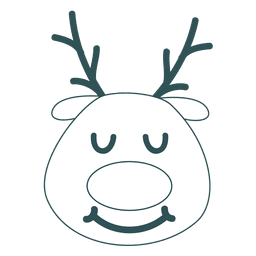 Close eye smile reindeer face green stroke emoticon 47 PNG Design