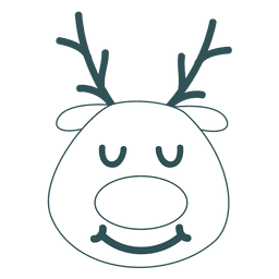 Emoticon olho fechado sorriso rena rosto traço verde 47 Desenho PNG