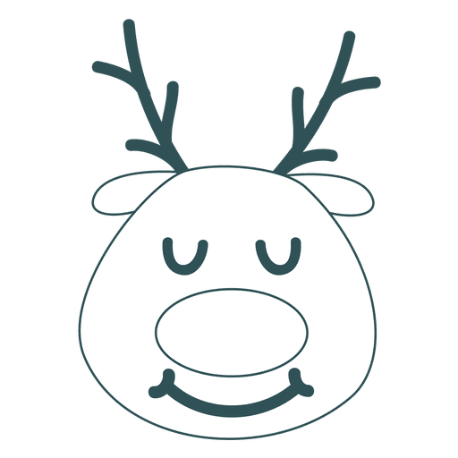 Close eye smile reindeer face green stroke emoticon 47