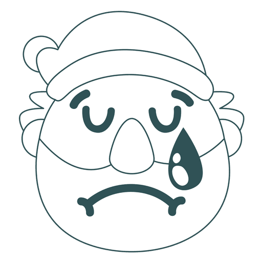 Cry santa claus green stroke emoticon 37 PNG Design