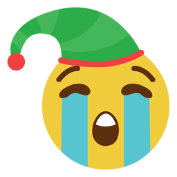 Emoticon de cara de sombrero de elfo llorando 1
