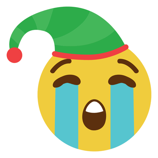 Emoticon de cara de sombrero de elfo llorando 1 Diseño PNG