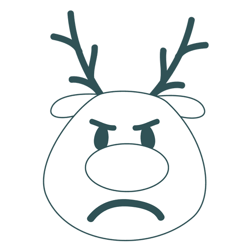 Frown reindeer face green stroke emoticon 41
