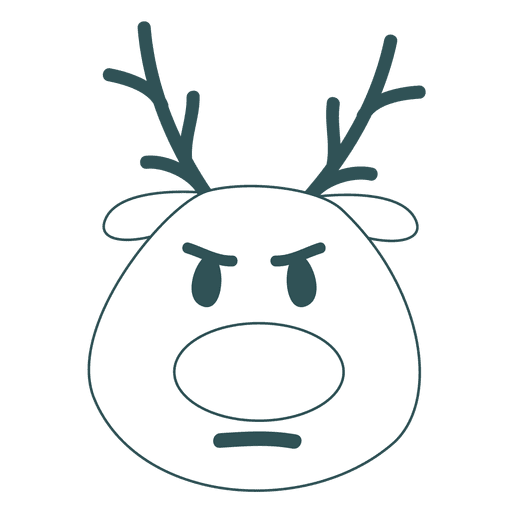 Frown reindeer face green stroke emoticon 46 PNG Design