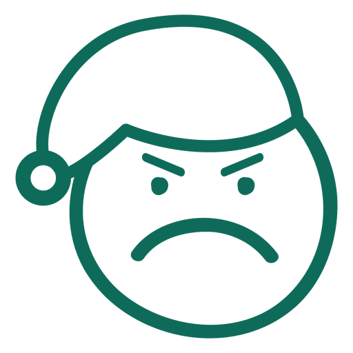Frown santa claus hat face green stroke emoticon 14 PNG Design