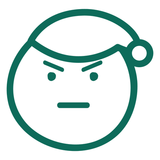 Emoticon carrancudo de chapéu de Papai Noel com rosto verde traço 19 Desenho PNG