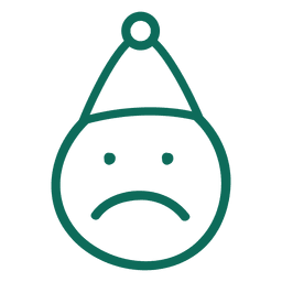 Fruncir el ceño sombrero de santa claus cara verde trazo emoticon 9 Diseño PNG