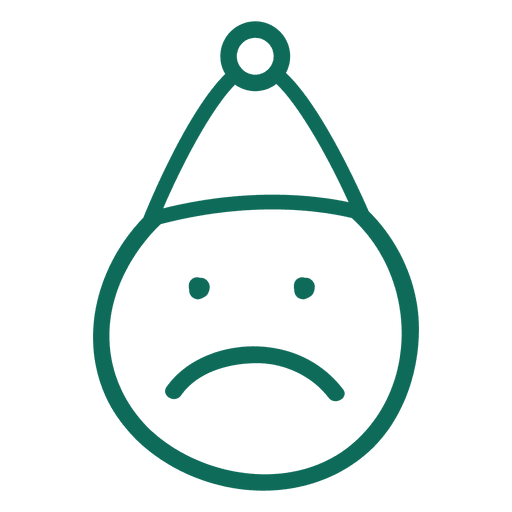 Frown santa claus hat face green stroke emoticon 9 PNG Design