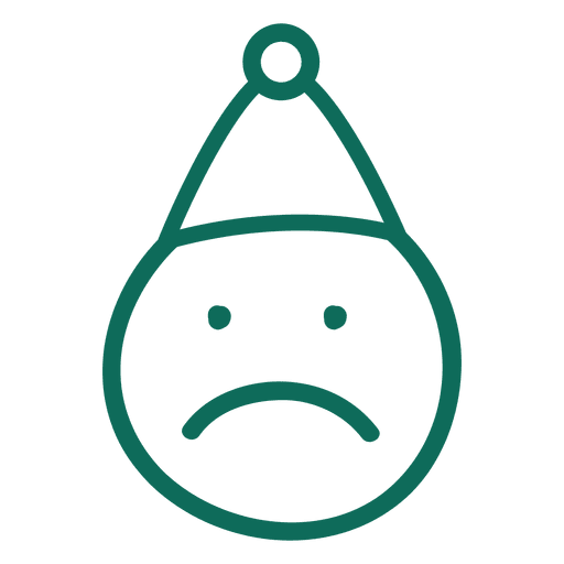 Fruncir el ce?o sombrero de santa claus cara verde trazo emoticon 9 Diseño PNG