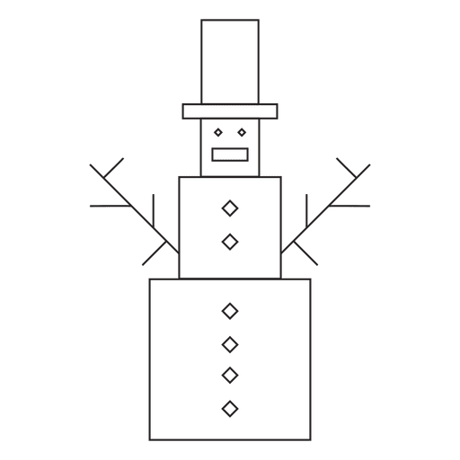 Icono de trazo de muñeco de nieve geométrico 11 Diseño PNG