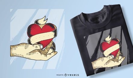 Hand Holding Heart T-shirt Designs